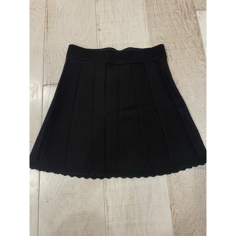 THE KOOPLES Women's Jupe Mini Skirt Size 1 Black FJUP27016K Ribbed Scalloped